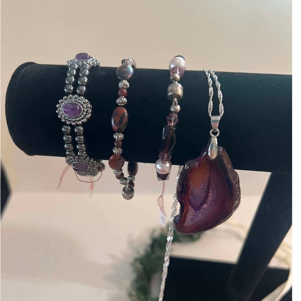 Whimsical Purple Ethereal‎ set Agate Silver Witchy Bundle Handmade